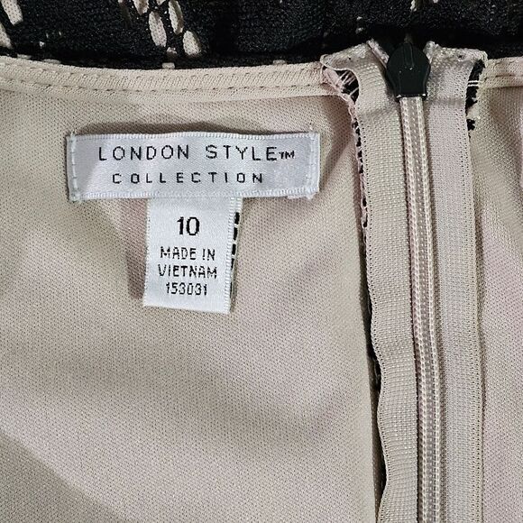 London Style - Dress Sheath Key Hole Lace Sleeveless Halter - Size 10 - Black - Picture 6 of 7